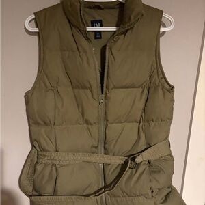 GAP Women's Khaki Olive Belted Puffer Vest